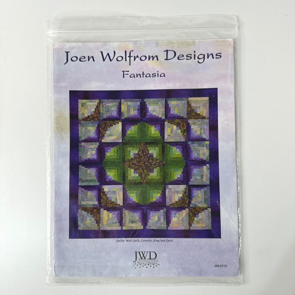 Joen Wolfrom Fantasia Quilt Pattern JW-0113 Wall - King Stained Glass Log Cabin